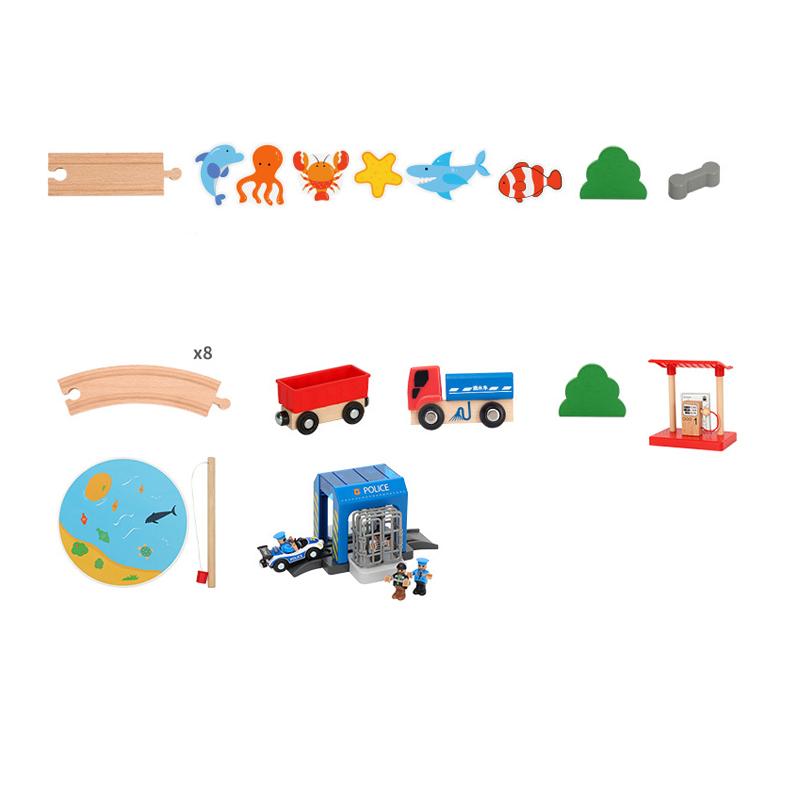 Деревянный набор для самостоятельной сборки поезда Полицейский участок совместим со всеми марками железнодорожных игрушек Дорожные аксессуары для детей Подарки
