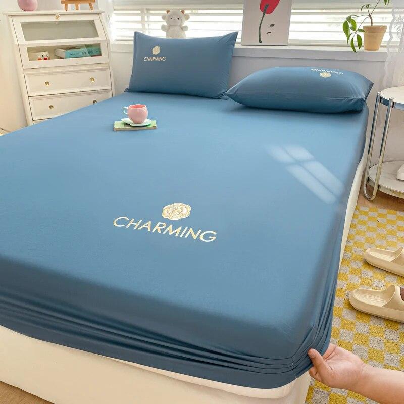 Встроенная простыня, роскошный наматрасник из египетского хлопка, вышитые покрывала, эластичное постельное белье, мягкая простыня без наволочки