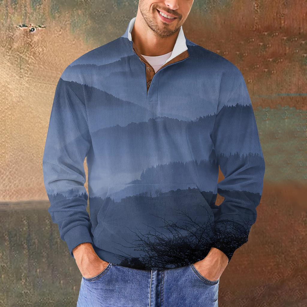 Мужская повседневная толстовка в стиле ретро с градиентным принтом