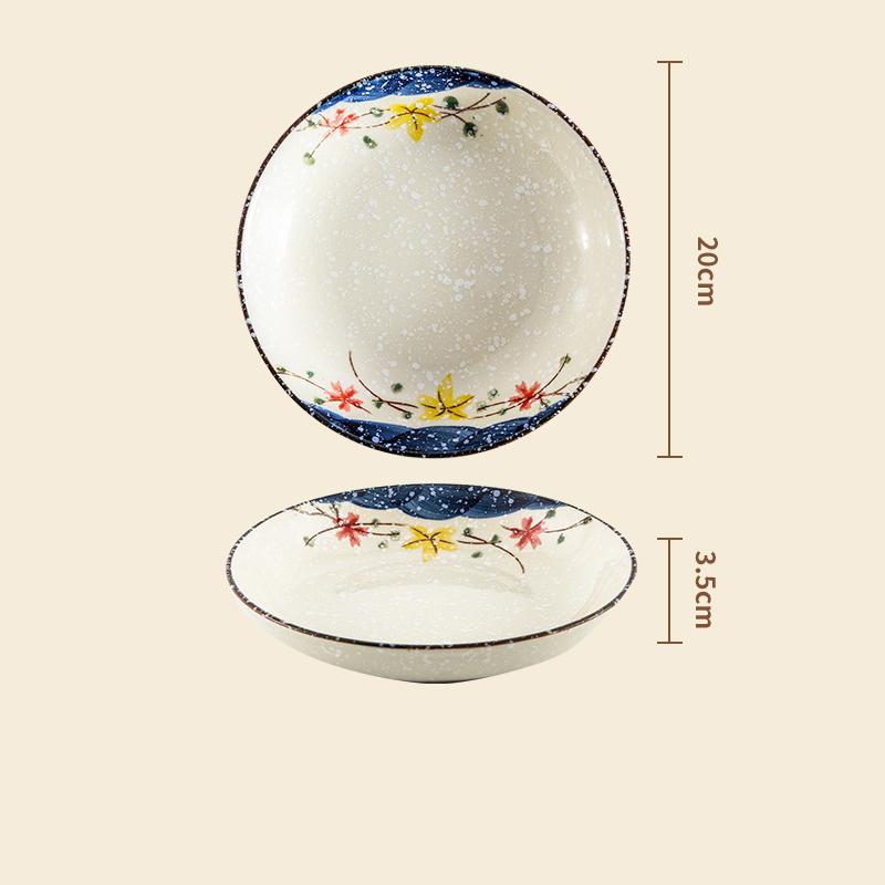 Современный стиль, расписанная вручную керамическая тарелка, креативные круглые тарелки для фруктового салата, домашняя тарелка для десерта к чаю в стиле ретро