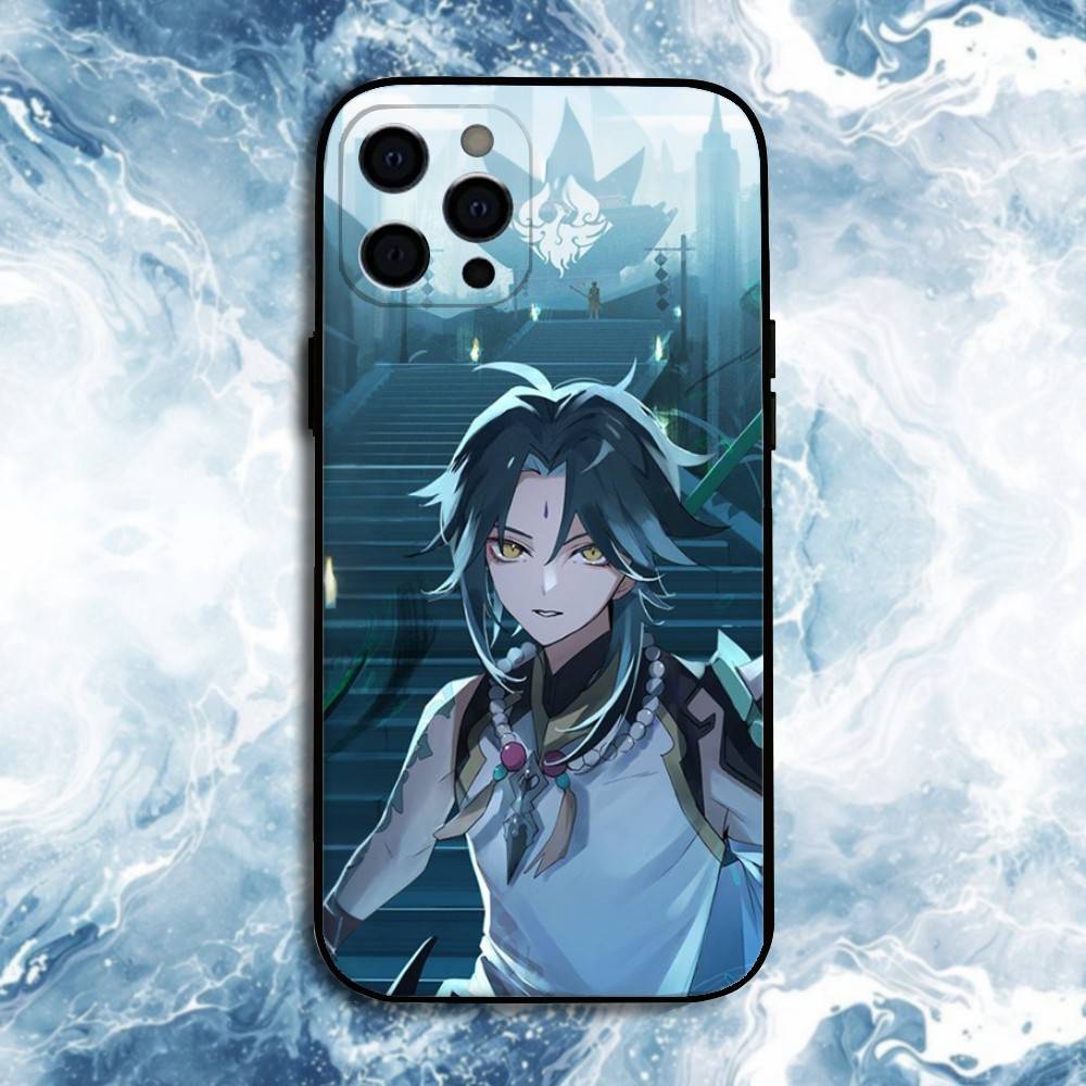 G-Genshin-Impact-Xiao Phone Case For iPhone17,16,15,14,13,12,11 Plus,Pro Max, Soft Silicone Black Cover