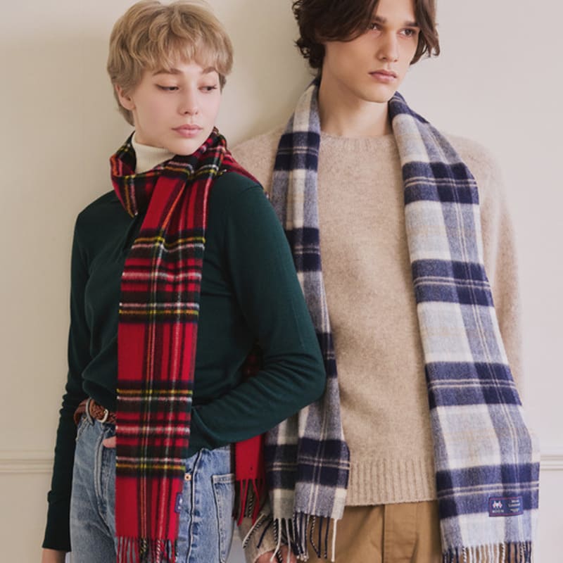 ABRAHAM MOON Шарф из мериносовой шерсти 25 см - Полузеленый серебристый