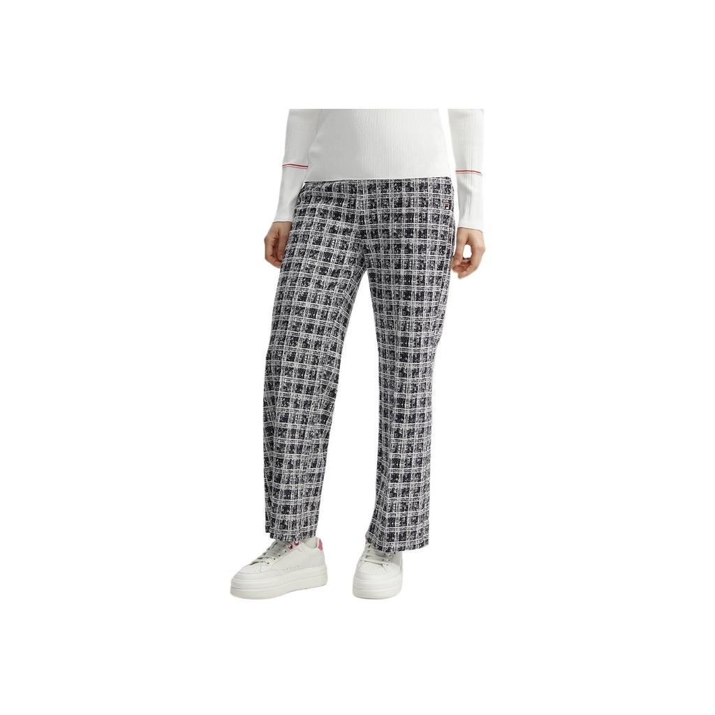 Fila Fleece Houndstooth Straight Leg Woven Casual Pants Women Bottoms Legendary-Blue F11W411802F-NV