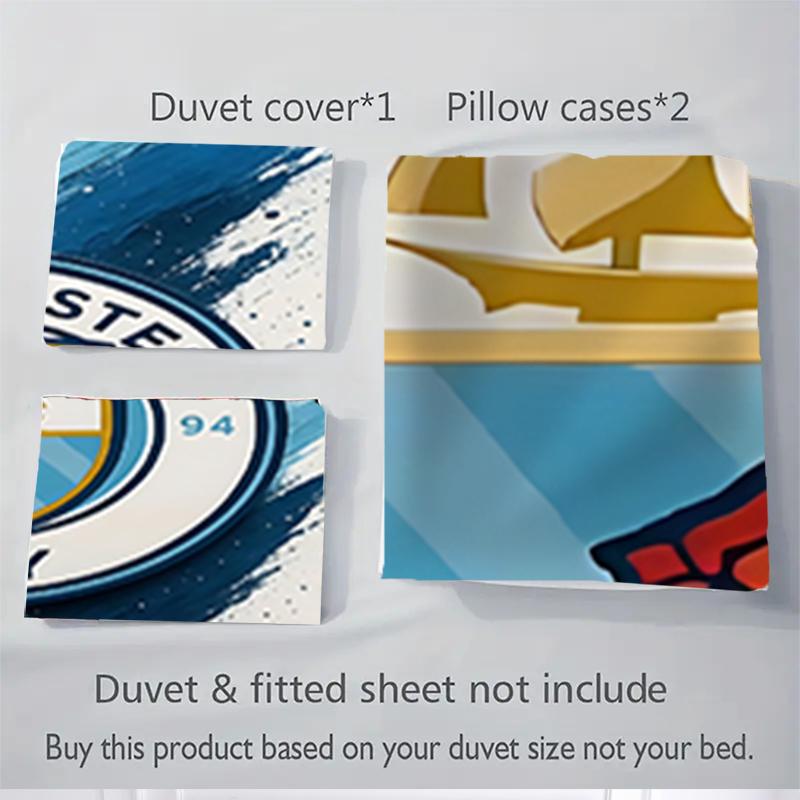 3Pcs Manchester City Crest Bedding Sets For All Sizes New 3D Printed Bed Cover Comforter Duvet Cover Pillowcase Bedroom Decoration