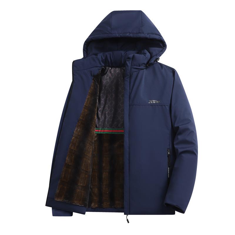 Men's Graphene Autumn and Winter Fleece Thickened Jacket Men's Business Cotton-padded Clothes Men's