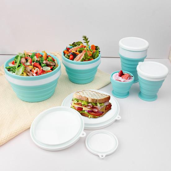 Silicone Collapsible Travel Cup Set 550/350/200/100/950ML Folding Camping Cup Bowl Expandable Drinking Cup
