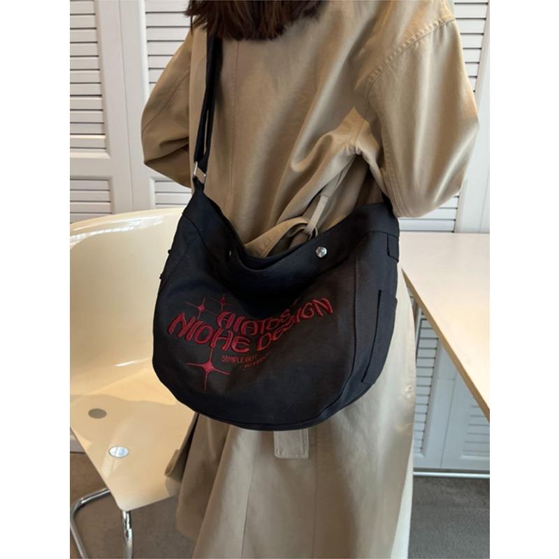 Простая холщовая сумка, большая вместительная сумка на плечо, женская сумка-тоут с вышивкой, сумка-ведро