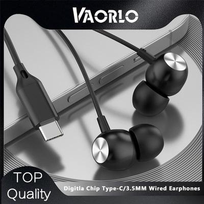 VAORLO Проводные наушники с цифровым чипом Type-C 3,5 мм, совместимые с Samsung Huawei Xiaomi iphone HiFi Surround Music с микрофоном