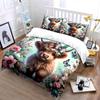 Highland Cow with Butterflies Bedding Duvet Cover Set  (1*Duvet Cover 2*Pillowcases, without duvet insert)