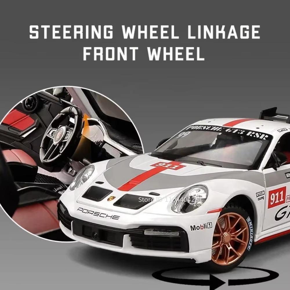 1:24 911 Gt3 Rsr Cayenne Игрушки-машинки Литая модель из сплава Открывающиеся двери со звуком и светом Инерционные машинки Детский подарок Коллекция