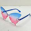 Butterfly Shaped Rimless Sunglasses For Women Gradient Tinted Lenses UV Protection Trendy Party Shades For Festivals KJ180