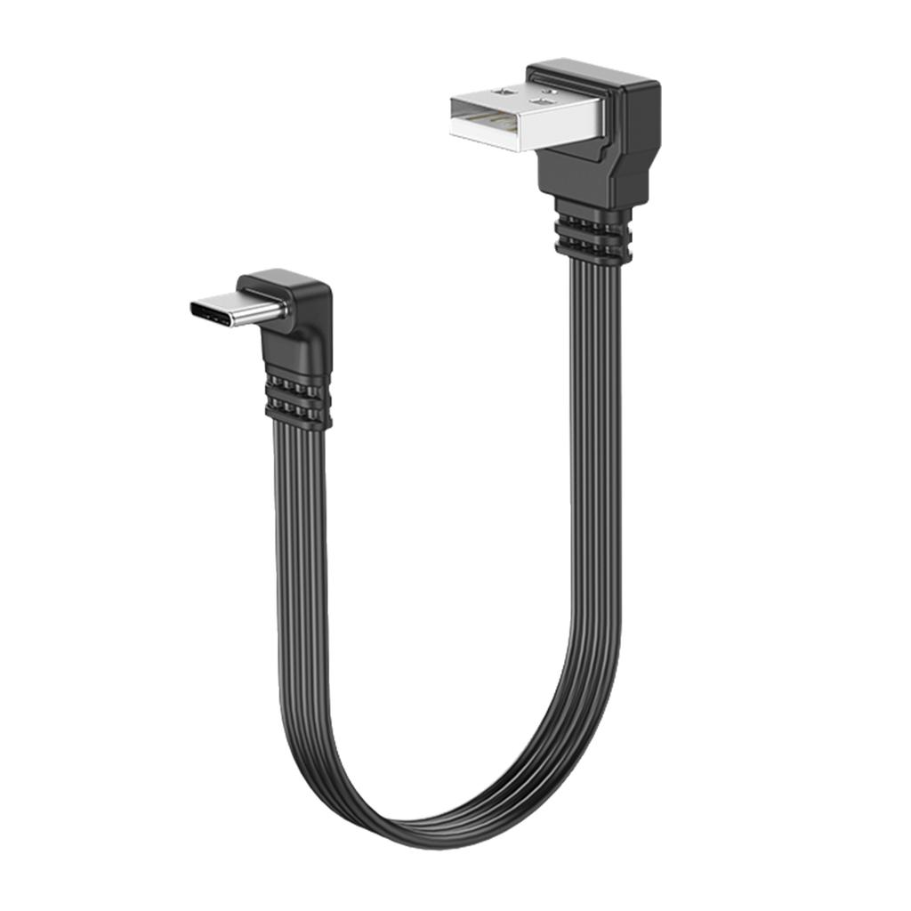 Кабель передачи данных USB 2.0 - Type C, 2 А, быстрая зарядка, скорость передачи данных 480 Мбит/с, плоский провод, колено 90 градусов для планшетов и телефонов