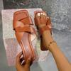 Ladies Shoes On Sale 2025 Concise Open Toe Women's Slippers Solid Daily Sandals Women Square Toe Low Heel Plus Size Slippers