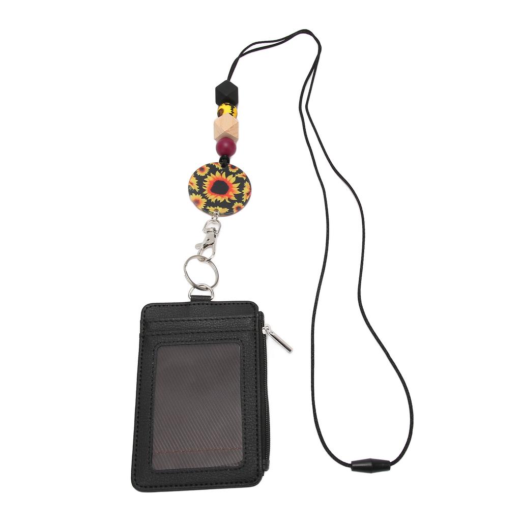 Держатель для бейджа вертикальный из искусственной кожи с силиконовым шнурком для подвешивания с разделительной нитью