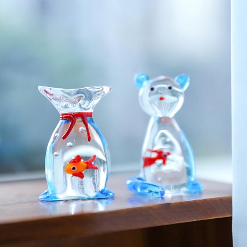 Handcrafted Glass Pocket Fish Figurine Mini Pocket Fish Ornaments Vibrant Glass Fish Desktop Decoration Home Office Decor