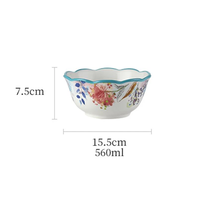 Винтажная керамическая тарелка во французском стиле, легкая, роскошная, элитная, ресторанная, салатная тарелка, домашняя, для послеобеденного чая, десерта, фруктов, плоская тарелка