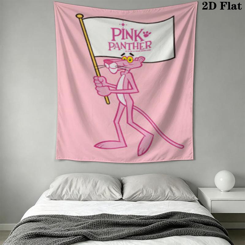 Pink Panther Wall Tapestry Aesthetic Wall Hanging Printed Fabric Blanket Decorative Tapestries for Bedroom Living Room Home Decor