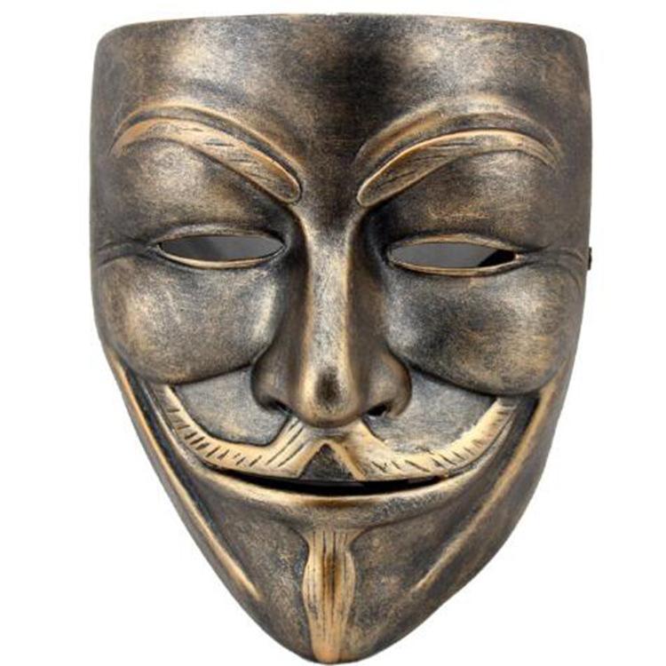Маска V Vendetta Смола Белая Медь V Странное Лицо Маска для Лица Бал-Маскарад Хэллоуин Гримаса Лица