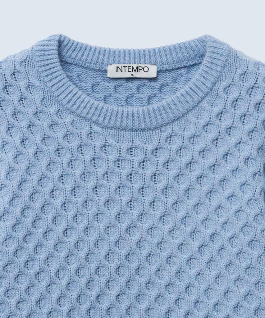 INTEMPOMOOD Croffle Round Neck Knit_Sky Blue