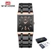 VA VA VOOM Men Watches Fashion Top Brand Luxury White Square Waterproof Quartz Wristwatch Stainless Steel Date Clock Mens Casual Business Watch