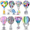 Colorful Hot Air Balloon Charms Bead S925 Sterling Silver Airplane House Dangle Fit Bracelet Necklace DIY Jewelry Marking