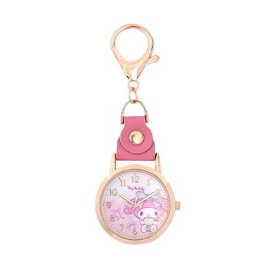 Полевой аналоговый карманный часы с брелоком-карабином с персонажами Sanrio, подходят для и бизнеса, My Melody, розовые, женские - Милые, зажим, для поездок на работу,
