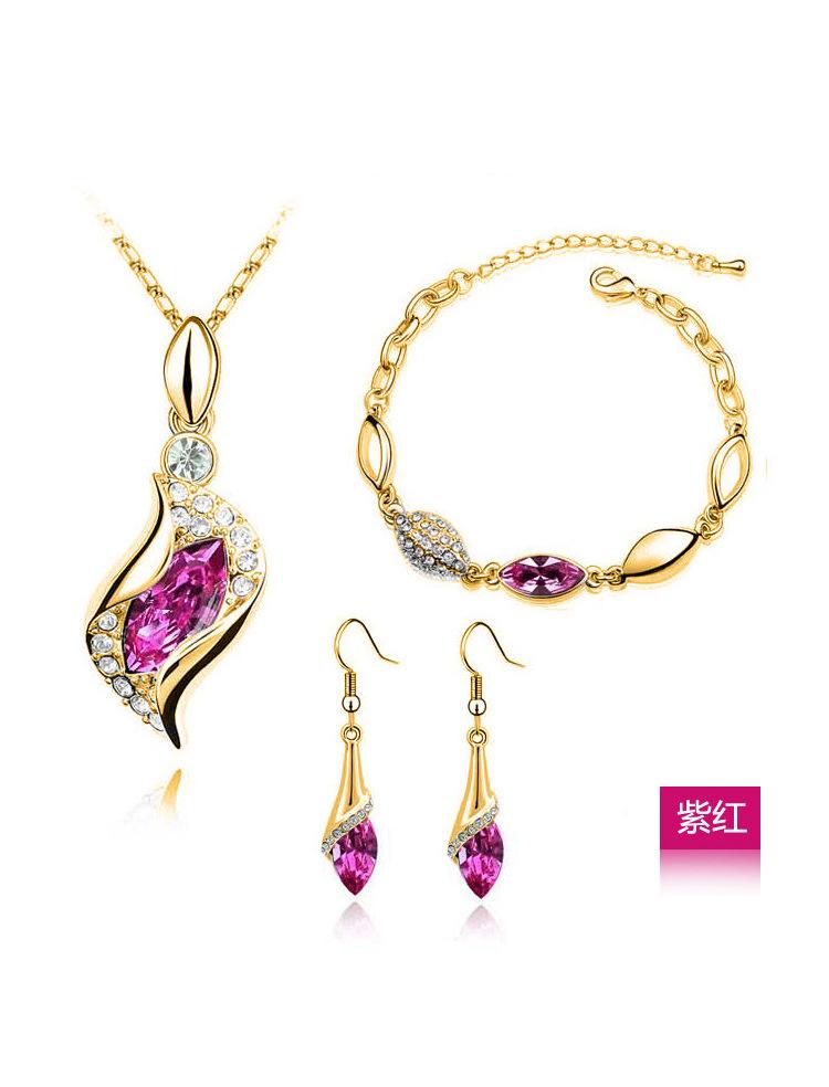 Новая Мода Кристальное Ожерелье Браслет Серьги Циркониевые Наборы для Женщин Conjuntos De Joyeria