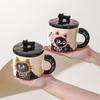 Cute Cat Cup Office Mug with Lid Water Cup Ceramic Couple Gift Souvenir Gift Box Birthday Creativity