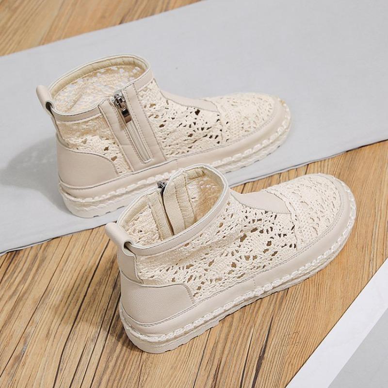 Модные Горячие Продажи 2025 Новые Женские Дышащие Сетчатые Ботинки Летняя Обувь Кружевная Прогулочная Неглубокая Новая Однотонная Нескользящая Повседневная Обувь 35-40 Обувь
