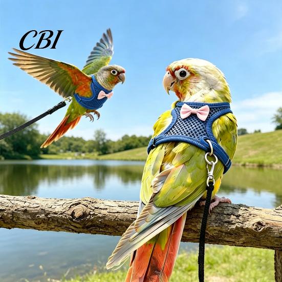 Anti Bite Bird Chest Strap Harness And 2m Leash, Parrot Vest, Breathable Mesh Flight Pet Traction Rope Suit, Escape Resistant Wrap for Cockatiels