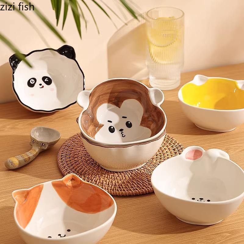 Cartoon Animal Shaped Ceramic Bowl Cute Breakfast Bowl Oat Bowl Yogurt Bowls Rice Bowls Soup Bowls Household Creative Tableware