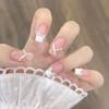 100% РУЧНАЯ РАБОТА Набор накладных ногтей в форме гроба с клеем. Нежный французский молочно-белый телесный розовый цвет. Контрастная жемчужная линия. Ручная роспись ногтей. Многоразовые.