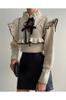Women's Ruffled Lace-up Ribbon Mini Sweater Mini Women's Sweater