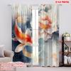 2pcs,2D Plane Printing Curtains Koi and Peonies Versatile Durable Polyester (without Rod) Gifts for Bedroom and Various Room