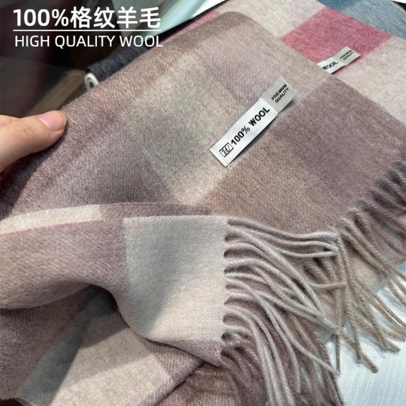 Winter Atmosphere Plaid 100 Wool Scarf Women's Winter Versatile Couple Warm Shawl Dual-purpose