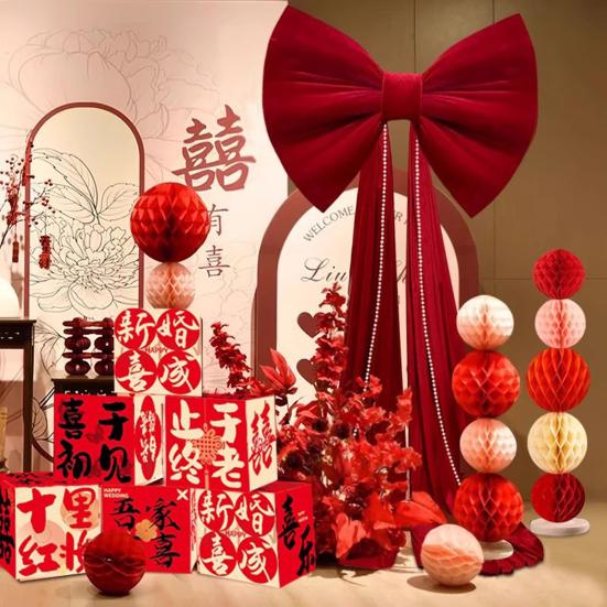 Очень большой бант из красного бархата Красная бархатная бабочка Рождественское украшение с золотой металлической нитью Гирлянда на елку Праздничный декор