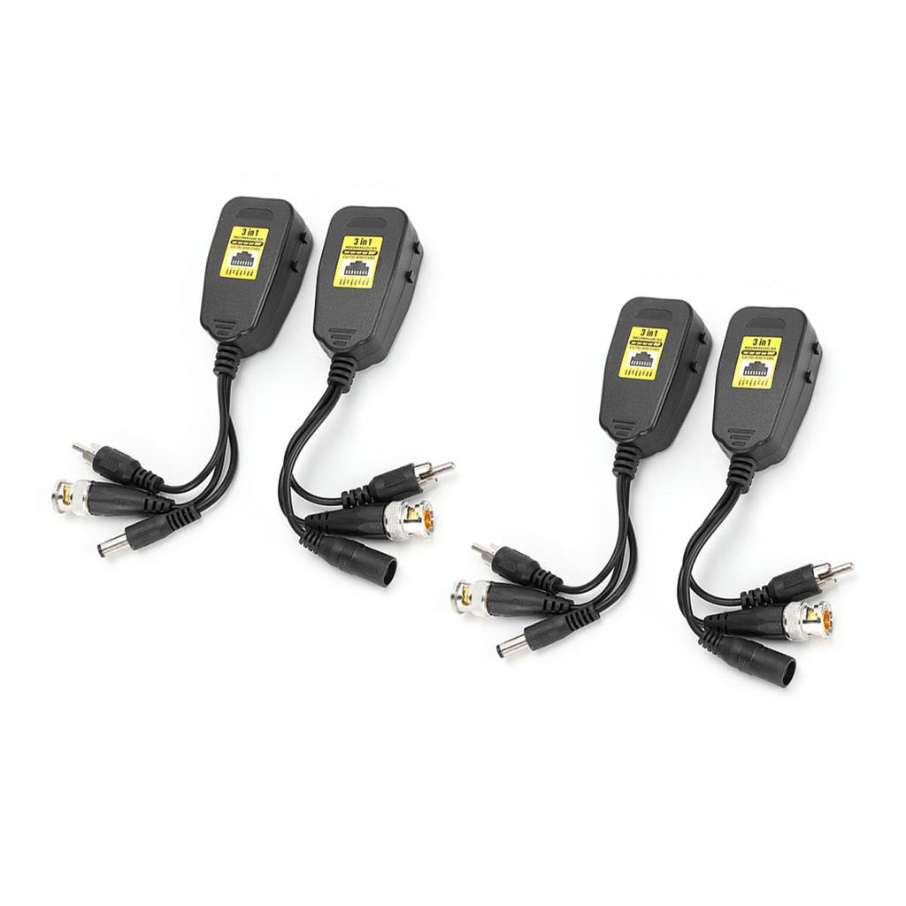 2 пары 3-в-1 PowerVideoAudio Balun Коннектор Передатчик 8MP CVi AHd TVi CVBS
