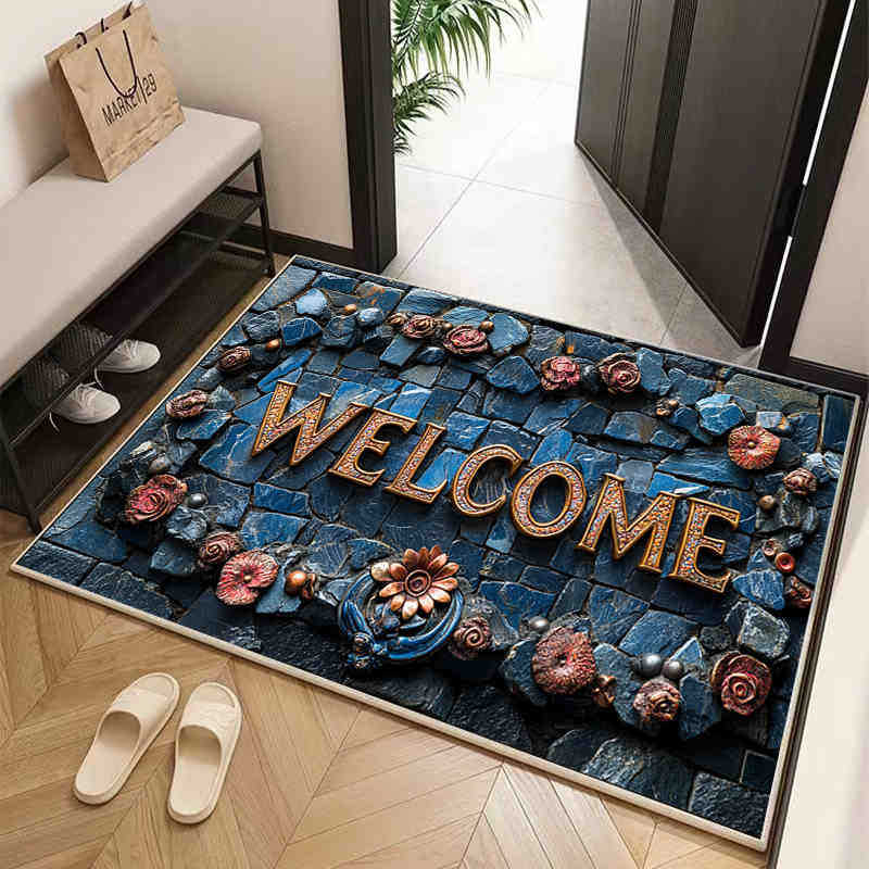 Домашний коврик в американском стиле для входной двери, скребущий грязь и почву, грязеотталкивающий, коврик из хрустального бархата, бытовой коврик, за которым легко ухаживать