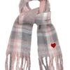 GRAVER [BAG&ACC] Heart Smile Embroidered Bold Check Muffler_Pink