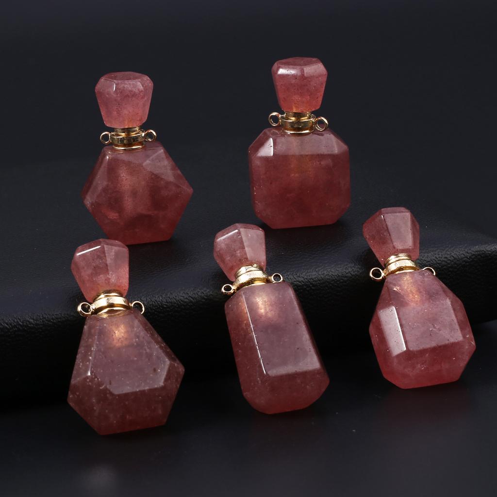 1Pc Boho Reiki Healing Crystal Pendant, Balancing Energy Natural Stone Perfume Bottle Charms for DIY Necklace Hanging Decorative Jewelry Accessories