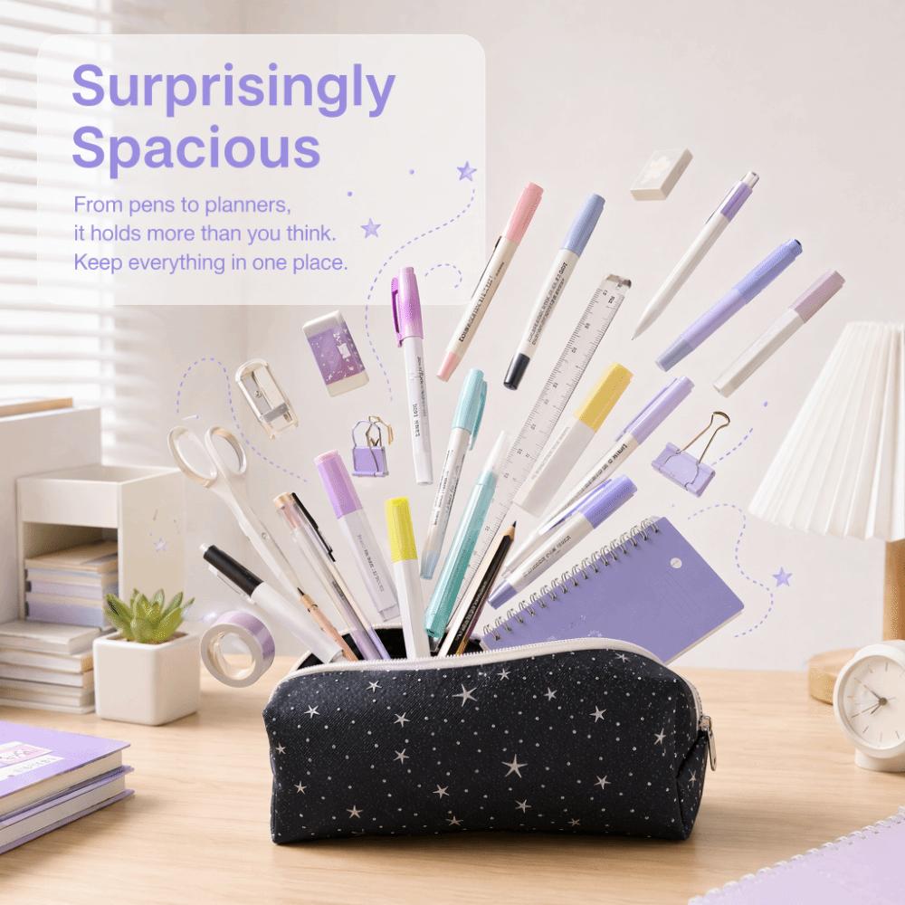 1pc Large Capacity Pen Bag Star Polka Dot Stationery Bag Cute Stationery Organizer Students
