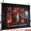 2D flat design, 1 piece of realistic blood-spattered spider web window background banner, including peel-and-stick stickers