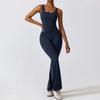 Women's Sleeveless Tank Top Jumpsuit Threaded Square Neck Hip Lift Slim Sexy Jumpsuit Backless Jumpsuit
