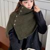Button Knitted Shawl Warm Women Winter Shawl Simple High Neck Scarf  Autumn