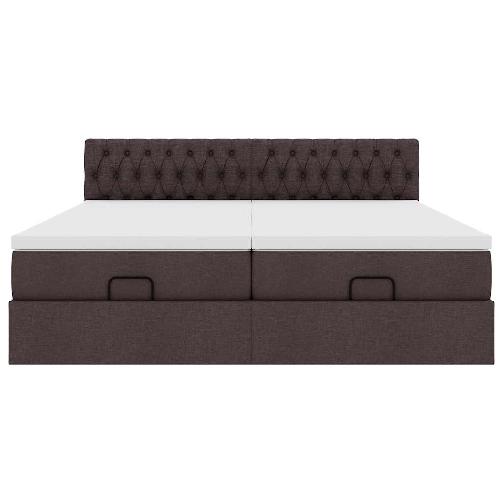 Ottoman Bed with Mattresses & LEDs Dark Brown 180x200 cm Fabric
