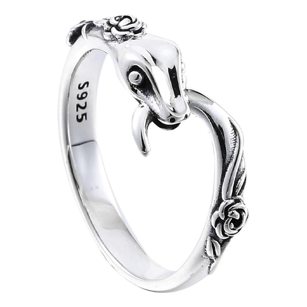 Кольцо Ouroboros Rose из стерлингового серебра 925 пробы для женщин, ретро, таинственное, высокое, холодное, указательный палец, уникальное, нишевое кольцо