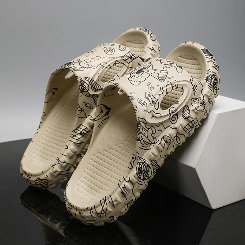 Модные мужские тапочки, легкие пляжные сандалии, нескользящие, Eva, мужские домашние тапочки для ванной, удобные шлепанцы для улицы