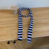Women Scarf Striped Print Thin Long Scarf Harajuku Style Lightweight Breathable Cotton Scarf Girl Neck Wrap