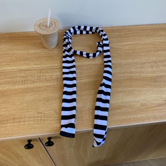 Women Scarf Striped Print Thin Long Scarf Harajuku Style Lightweight Breathable Cotton Scarf Girl Neck Wrap