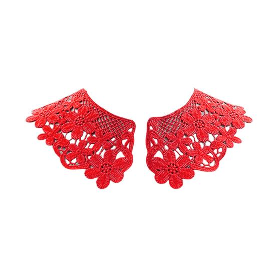 Yousheng 1 Pair Embroidered Collar Women Lace Neckline Hollow Lace Fabric Trim Applique for DIY Sewing Halloween Cosplay
